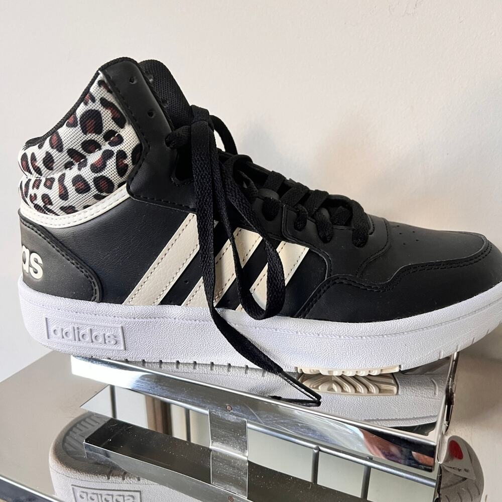New adidas animal print cheetah hoops 3.0 basketball shoes hi-tops 6.5 black